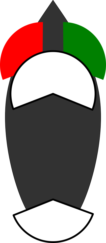 Schematic showing masthead, side, and stern lights